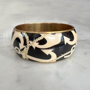 Vintage 80s 90s Nautical Anchor Chunky Bangle Bracelet